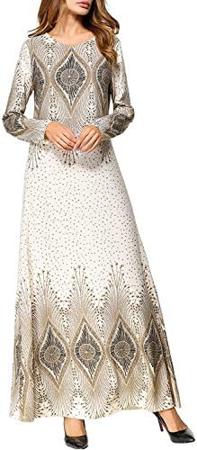 Kaftan Maxi Long Floral Print Long Sleeve Flowy Casual Summer Dress Women Long Gown Prom Maxi Dress
