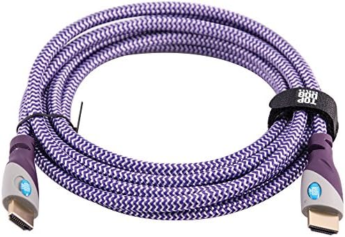 Top Dog Cables - TD-05PW- Gold Premium 10' High Speed HDMI Cable with Ethernet - Purple/White - 3D HD PS3 4 XBOX One 360 DVD TV Blu Ray