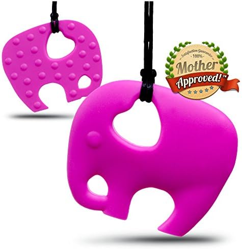 Mother Approved Teething Necklace Baby Pink Elephant, Includes Dry Bag and Certificate