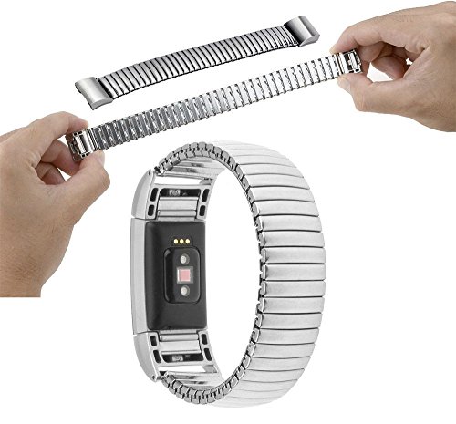 FidgetFidget Watchband Stainless Steel Elastic Band for Fitbit Charge 2 Bracelet Strap