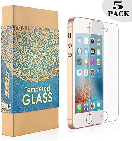 iPhone SE 5S 5C Screen Protector - KAFKA [5-Pack] iPhone SE Tempered Glass Screen Protector,0.3mm Slim,Anti-Fingerprint,Oil Stain,Scratch Coating,Bubble Free,Easy Install.for Apple iPhone 5S /5C /SE