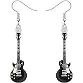 OUSIO Acrylic Black Electric Guitar Earrings Cool Rock Bass Musical Instruments Fashion Dangle Hypoallergenic Jewelry For Women Charm Gifts
