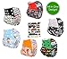 Pocket Cloth Diapers All in One Design Adjustable Size 6 Pack and 6 Built-in Inserts and 1 Wet Bag