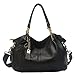 Obosoyo Women's Handbag Genuine Leather Tote Shoulder Bags Soft Hot Black