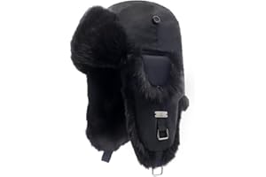 Kurhatic Winter Trapper Hat, Warm 100% Rabbit Fur Aviator Hat, Russian Trooper Hunting Ski Hat