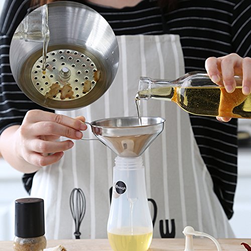 3 Pieces Funnel Durable Stainless Steel Kitchen Funnels with Strainer