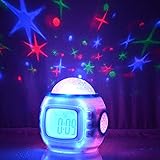 Sky Star Night Light Projector Lamp Bedroom Alarm Clock With music Backlight Calendar Thermometer for Children Kids Birthday Gift