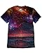 INTO THE AM Space Collection Men's All Over Galaxy Print Casual Tee Shirts