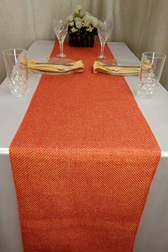 Parfair Dessin Burlap Jute Style Polyester Table Runner for Farmhouse Table Runner Dresser Cover Runner Wedding Party Fall Decorations (Orange, 13in. x 48in.) - Thumbnail 2