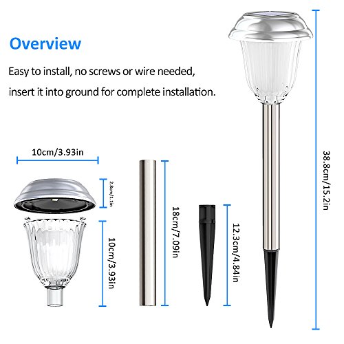 Solar Lights Outdoor [7 Colors Changing/Lock 1 Color], Pobon Solar Powered Pathway Light, Stainless Steel Landscape Lighting for Garden, Patio, Yard, Lawn, Path, Walkway, Driveway (2 pack) - Thumbnail 7