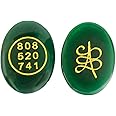 Green Zibu Coin Crystal Quartz Stone Zibu Symbol Money Magnet Crystal Angel Number Sequences to Attract Money Cash Flow Cabochon Coin for Wallet, Harmony, Reiki Healing