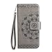 S7 Case, Flip Book Style Embossed Galaxy S7 Wallet Case PU Leather Cover Soft TPU Interior Magnetic Shell with Dust Plug Stylus Screen Protector for Samsung Galaxy S7 by Badalink (Gray)