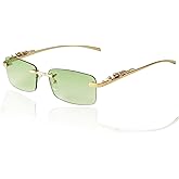 SDINM Rimless Sunglasses for Men Women Fashion Small Narrow Rectangle Sun Glasses Shades 90s Eyewear