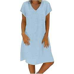 Daily Deals Women's Summer Cotton Linen Dress Loose