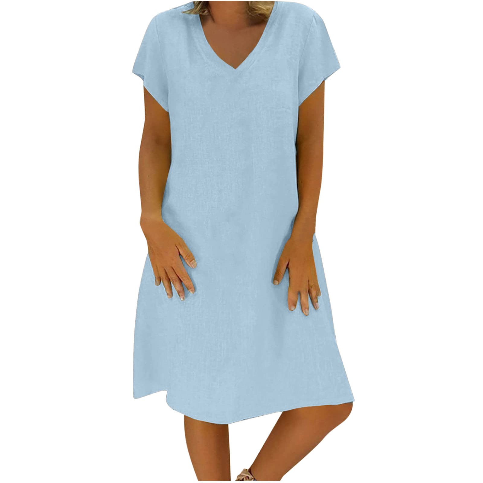 Daily Deals Women's Summer Cotton Linen Dress Loose