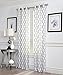 2 Piece GEO Flocked Sheer Grommet Window Curtain Panels 38