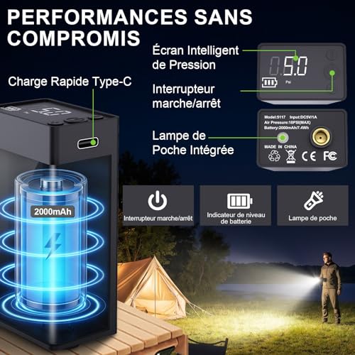 Tadomoe Douche Portable Électrique 20L avec 2000mAh Pompe - Douche Solaire de Camping Pliable avec Tuyau 2m & Sac de Rangement - Douche Extérieur pour Fourgon Aménagé, Plage, Chien et Randonnée