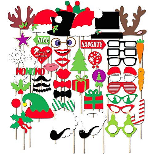 50 PCS Christmas Photo Booth Props Kit,DIY Christmas Photo Booth with stick Funny Xmas Selfie Props Accessories for Adults Kids for Christmas Theme Party Favors Decorations Decor Supplies 50 PCS Christmas Photo Booth Props Kit,DIY Christmas Photo Booth with stick Funny Xmas Selfie Props Accessories for Adults Kids for Christmas Theme Party Favors Decorations Decor Supplies