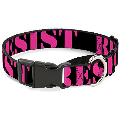 Buckle-Down Martingale Dog Collar - Resist Stencil Black/Pink - 1" Wide - Fits…