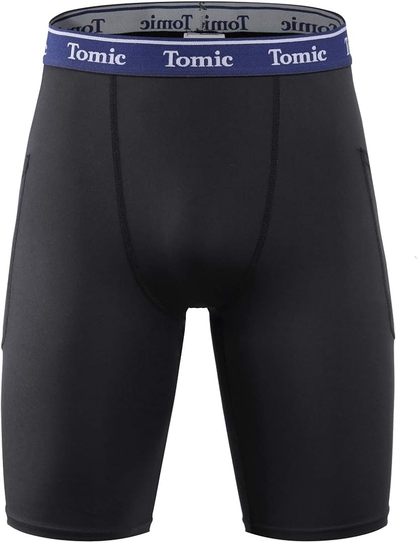 Tomic Youth Boys Compression Shorts 2 Pack Sports Boxer Briefs Performance Athletic Underwear with Pockets: Clothing