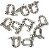 jingyi Stainless Steel Mini D Shaped Bow Shackle, 3mm, Silver Color,for Paracord Jewelry, Marine Tackle-10 Pcs