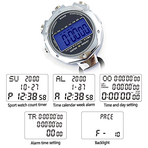 LAOPAO Stopwatch,1/100th Second 2 Lap Memory, Clock Daily Rainproof Digital Timer for Sports Match,Competition,Coach,Referee,Training,Timing