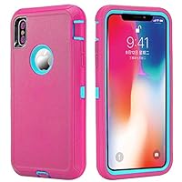 iPhone Xs Max Case, [Support Wireless Charging] [Dust-Proof] [Shockproof] with Screen Protector Cover Compatible for Apple iPhone Xs Max [6.5 inch] (Pink/Mint)