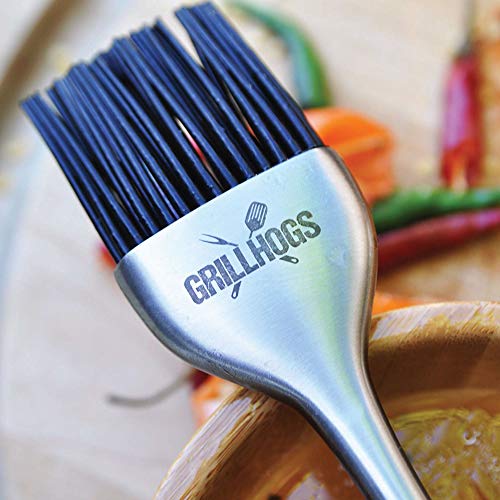 GRILLHOGS Silicone Sauce Basting Brush, Premium Stainless Steel Handles, Pastry & Barbecue