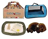 Perfect Petzzz Chocolate Lab Plush with Blue Tote For Plush Breathing Pet