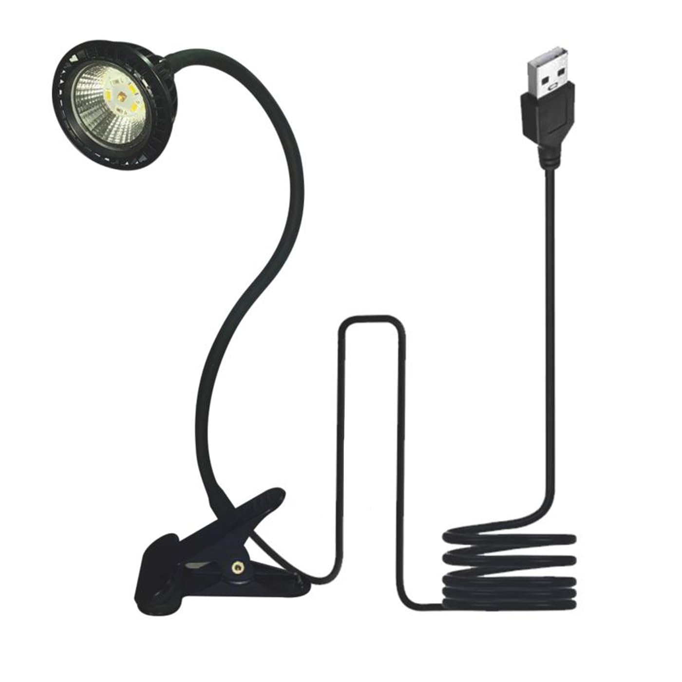 QeeHeng Reptile UVB UVA Lamp, USB Powered Basking Light with 360° Swivel Clamp & Sturdy Metal Arm for Terrarium Tank