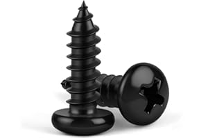 MewuDecor #8 x 3/4" Pan Head Self Tapping Screws Sheet Metal Wood Screws, Black Oxide, 304 Stainless Steel 18-8, 100 PCS