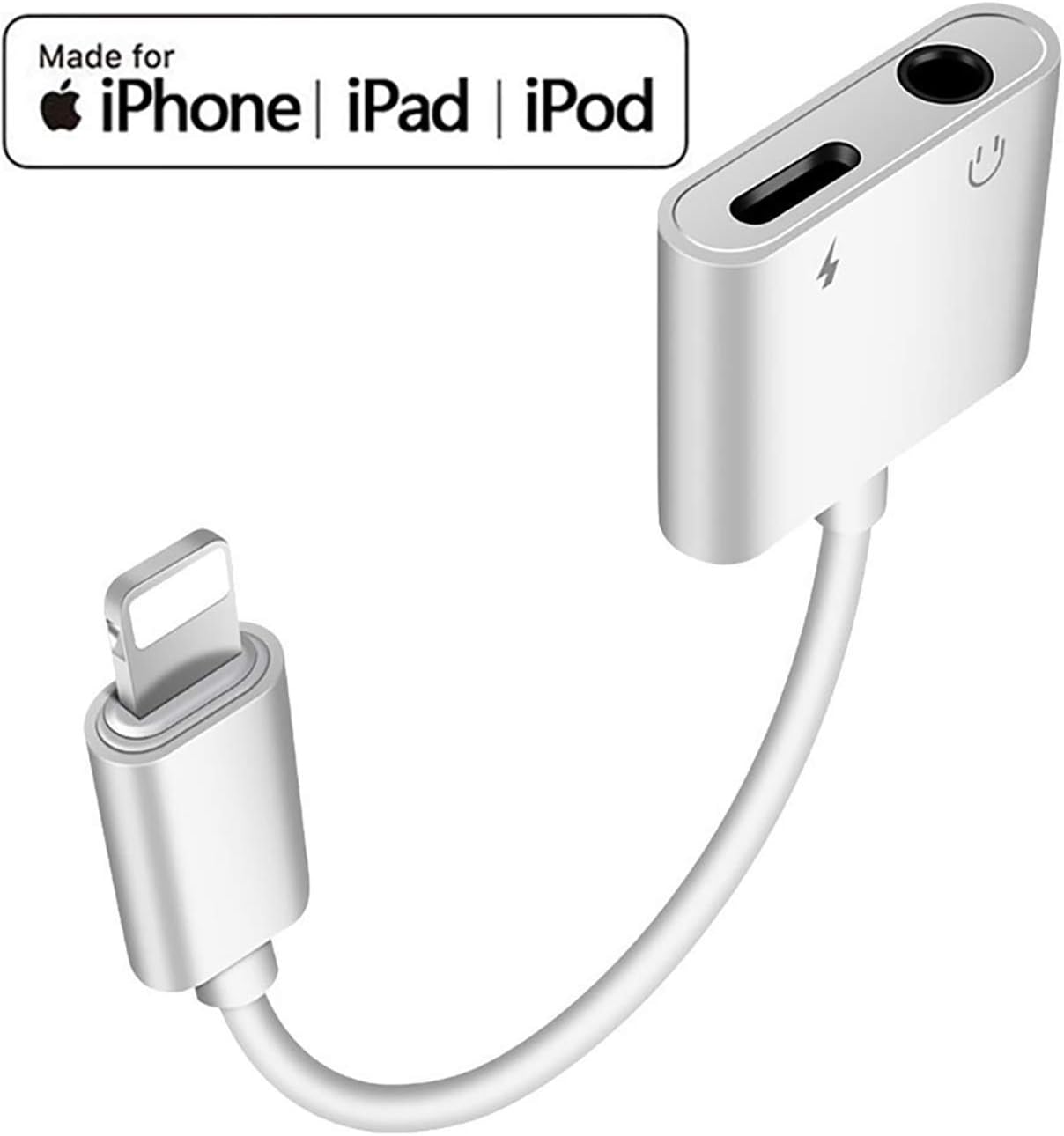 Headphone Adapter for iPhone 3.5mm Adapter Splitter Jack Aux Audio Charger for iPhoneX/Xs Max/XR/8/8 Plus/7/7 Plus Earphone Adaptor Charger Cables & Audio Converter Dongle Support iOS 11/12 or Higher.