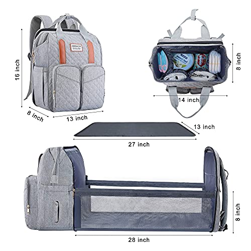 3 in 1 Baby Diaper Bag with Changing Station Backpack Foldable Diaper