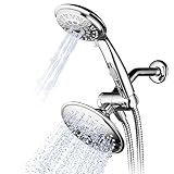 Hydroluxe 30-Setting Ultra-Luxury 6 inch Rainfall Shower Head & Handheld 3-way Combo with Water Saving Pause Switch and Stainless Steel Hose/Enjoy Separately or Together! Premium All Chrome Finish