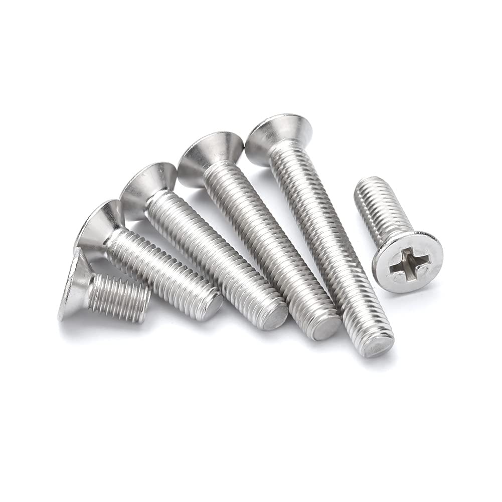 ANSIEDIO M4 Phillips Flat Head Machine Screws Bolts Stainless Steel Cross Countersunk Screws, M4×60mm,10 pcs