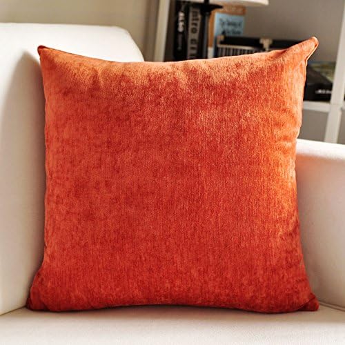 M MOCHOHOME Decorative Velvet Solid Square Throw Pillow Cover Case Pillowcase Cushion Sham - 24" x 24", Orange-red