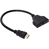 HDMI Male vers Double HDMI Femelle Adaptateur Cable - SODIAL(R) HDMI Male vers Double HDMI Femelle Adaptateur Cable Cordon Connexion 30cm (Noir)