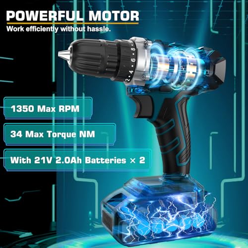 Sundpey Tool Case 255 Pieces with 21 V Cordless Drill Screwdriver Cordless Household General Case Repair Tools for Homeowner/Auto DIY