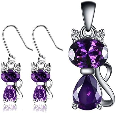 925 Sterling Silver Jewelry Sets Cat Pendant Earrings Set Austria Crystal CZ for Women Female Fashion Bridal Jewelry