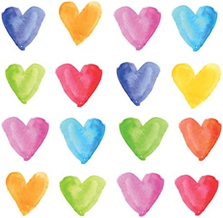 Paperproducts Design PPD 1332353 Aquarell Hearts Lunch Paper Napkins, 6.5" x 6.5", Multicolor