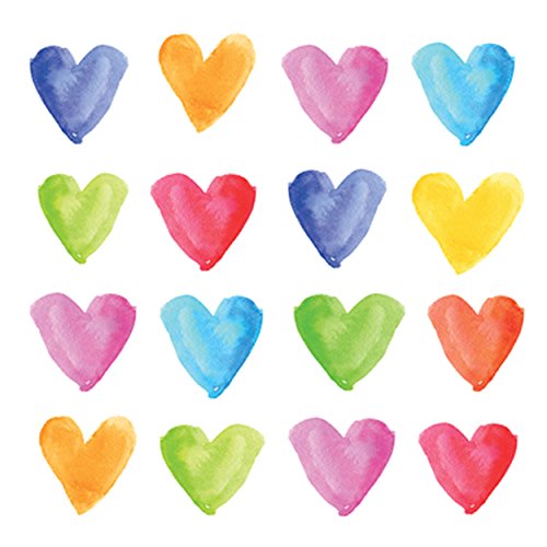 Paperproducts Design PPD 1332353 Aquarell Hearts Lunch Paper Napkins, 6.5" x 6.5", Multicolor