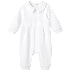 pureborn Baby Boys Baptism Romper Organic Cotton