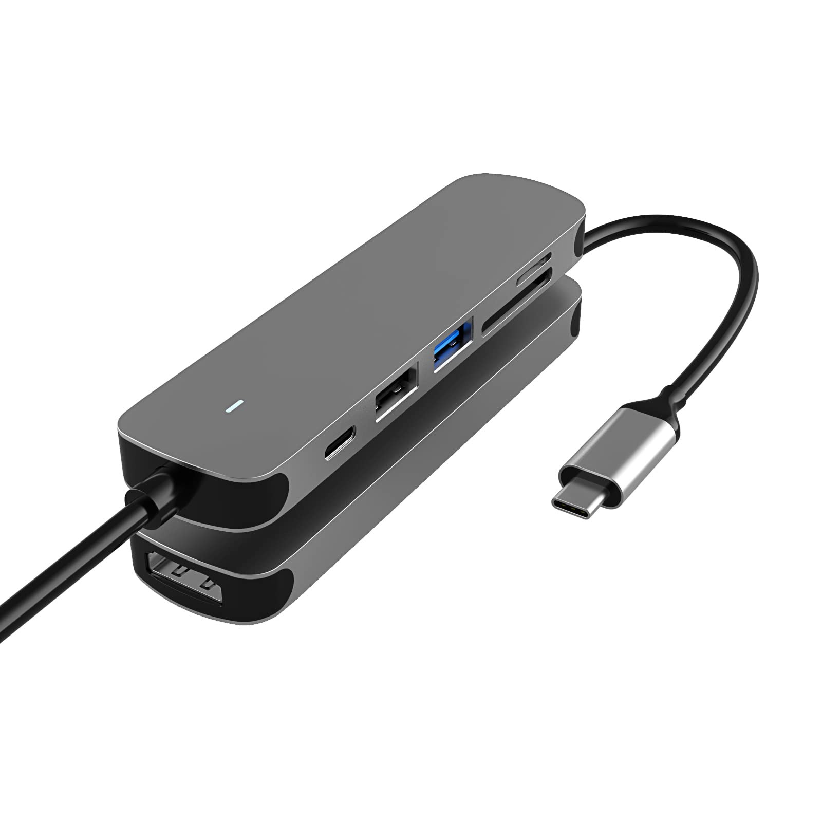 USB C HUB, 6 in 1 Docking Station with USB-C Port/PD, USB 3.0 Port, 4K HDMI and SD/TF Card Reader, USB C Adapter Compatible with MacBook Pro/Air