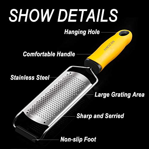 PRO Zester Grater - Parmesan Cheese, Citrus, Lemon, Lime, Ginger, Chocolate, Fruits, Soft Grip Handle, Fine Stainless Steel Blades with Protector, Hand-held Kitchen Tool, Dishwasher Safe
