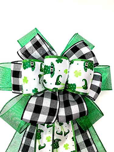 St. Patrick's Day Bow, Saint Patrick Day Wreath Bow, Shamrock lantern bow, Irish day swag bow, Green Bow, Wreath making