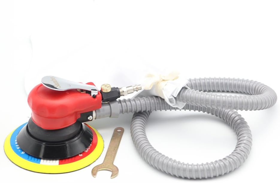 Sanhe Pneumatic Sander Air Random Orbital Palm Sander with 6inch Sanding Pad Dust Bag & Hose