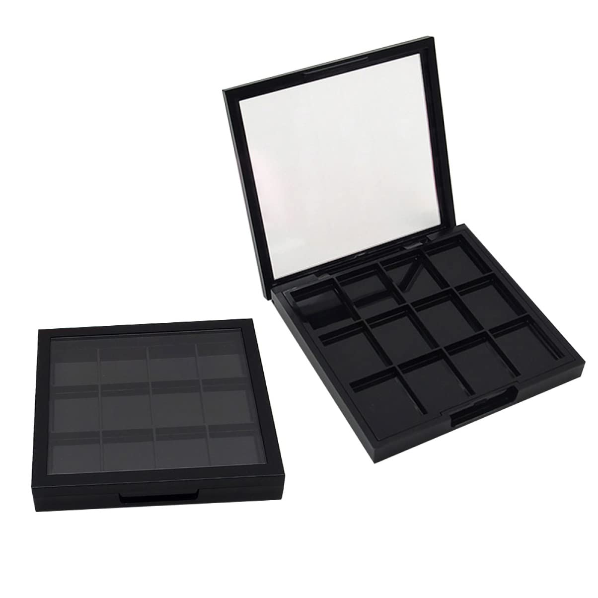 FRCOLOR Empty Eyeshadow Box 12-Grid Diy Makeup Palette with Transparent Lid for Women and Beginners Eye Shadow Storage and