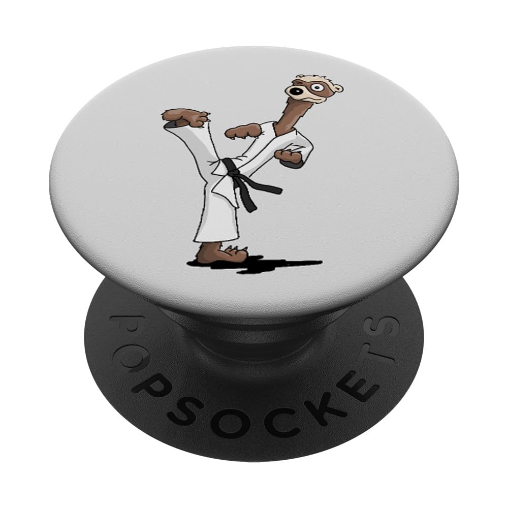 Funny Funky Black Belt Taekwondo Ferret Kung-Fu PopSockets Adhesive PopGrip