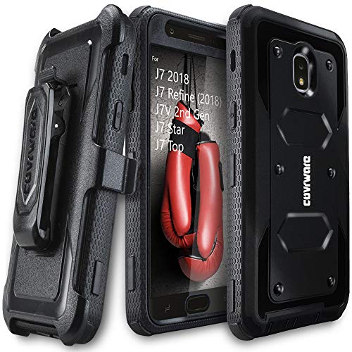Galaxy J7 2018/J7 Refine/J7V 2nd Gen/J7 Star/J7 Top/J7 Crown Case, COVRWARE [Aegis Series] w/Built-in [Screen Protector] Heavy Duty Full-Body Armor Case [Belt Clip Holster][Kickstand], Black