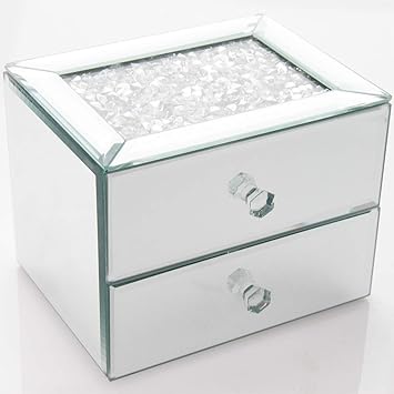 Leonardo 2 Drawer Mutli Crystal And Mirrored Jewellery Box